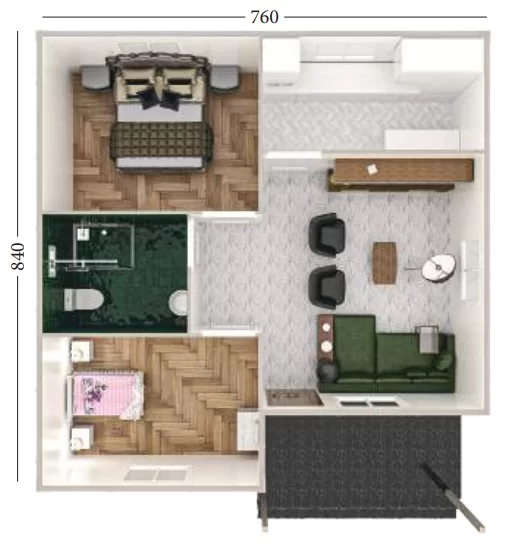 Tek Kat Prefabrik Ev 60 m² 2+1 MODEL B148